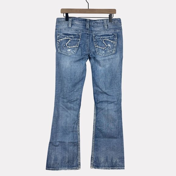 Silver Jeans Frances 18" Bootcut Distressed Jeans Womens W30/L31 Blue - Picture 2 of 10